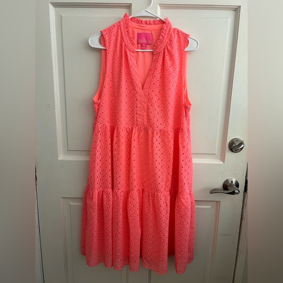 Lilly Pulitzer Dresses & Skirts - Lilly Pulitzer Novella Medallion Eyelet Dress in Coral